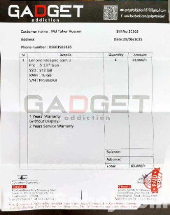 Lenovo Ideapad slim 3, Core i5,13th Gen